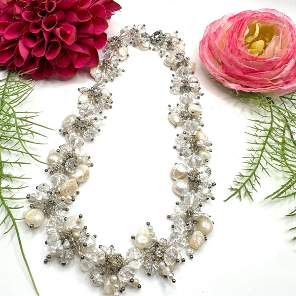 NEW⚜️Baroque Freshwater Pearl & Crystal Beaded CUSTOM MADE Necklace - Picture 4 of 9